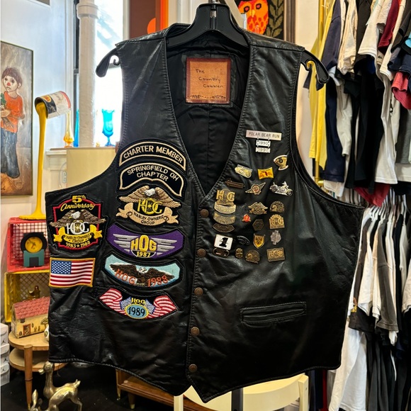 leather biker vest